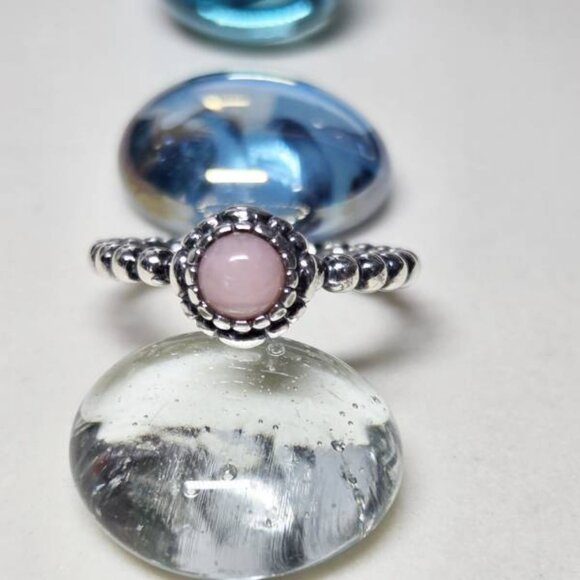 Authentic Pandora October Birth Stone Ring Size 5.5 Sterling Silver Pink Stone - Picture 2 of 8
